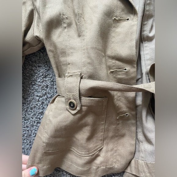 CATO women’s size XL khaki chelsea blazer jacket | button - tie up collared - Picture 9 of 11